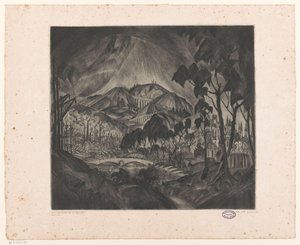 Heuvellandschap met industrie door Lodewijk Schelfhout (signed by artist)