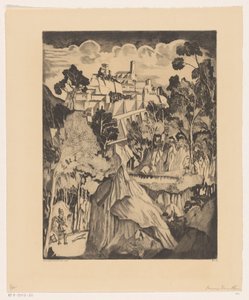 Heuvellandschap met jager door Lodewijk Schelfhout (signed by artist)