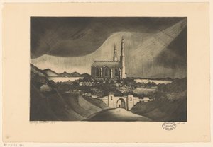 Kathedraal door Lodewijk Schelfhout (signed by artist)