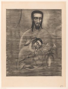 Pierrot en Christus door Lodewijk Schelfhout (signed by artist)