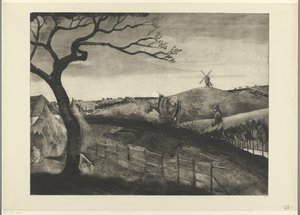 Ploegende boer met een os bij Etikhove door Lodewijk Schelfhout (signed by artist)