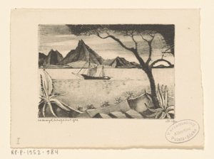 Zeilschip in een baai
