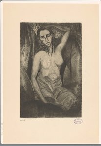 Zittende vrouw door Lodewijk Schelfhout (signed by artist)