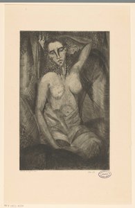 Zittende vrouw door Lodewijk Schelfhout (signed by artist)