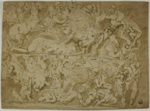 Strijd der Amazones door Lodovico Carracci