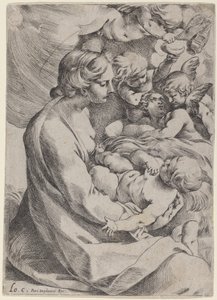 Madonna en Kind met Engelen door Lodovico Carracci