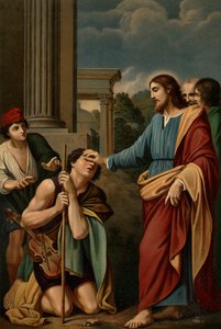 De genezing van de blinde door Lodovico after Carracci