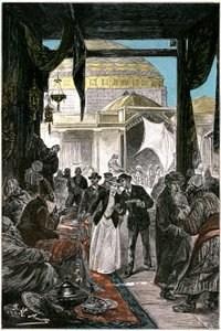 De bazaar van Samarkande, illustratie van de roman door Jules Verne 