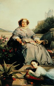 Portret van Madame Clicquot, née Ponsardin 1777-1866 met haar dochter, tussen 1851 en 1860