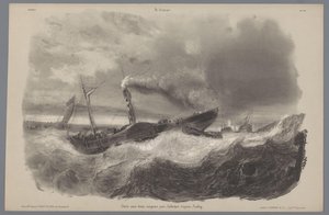 Raderstoomboot in de storm door Léon Jean Baptiste Sabatier