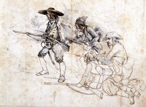 Soldaten chouans - tekening door Léonce Pepetit, B.M. de Dinan door Léonce Justin Alexandre Petit