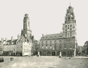 De wachttoren en het stadhuis, Calais, Frankrijk door London Stereoscopic and Photographic Co