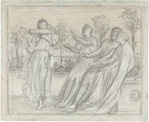 Studie voor "Grieks meisje dansend" door Lord Leighton Frederic