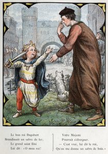Illustratie door Lorenz Frolich (1820-1908) voor het populaire lied "De Goede Koning Dagobert". Editie J. Hetzel. Rond 1880
