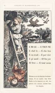 Emile, Etienne, Echelle, Echelon, Eekhoorn, Mus, Spinazie, Vogelverschrikker, Farry, Stourneau, pagina 18 - Alfabet door juffrouw Lili, door L. Froelich en door een vader (Hetzel zelf). Bibliotheek & Magasin d