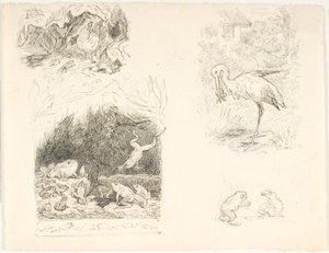 Vier schetsen voor illustraties voor De Pad, H.C. Andersens Nieuwe Sprookjes en Verhalen
