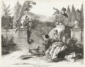 Rinaldo en Armida bespied door Ubaldo en Carlo door Lorenzo Baldissera Tiepolo