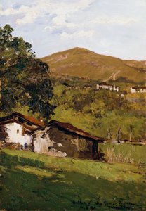 Boerderijen tussen het groen (Pre-Alpen van Biella) door Lorenzo Delleani