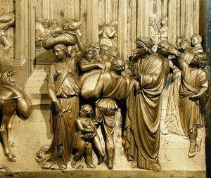 Het verhaal van Jozef, detail van het originele paneel van de Oostdeuren van de Doopkapel door Lorenzo Ghiberti