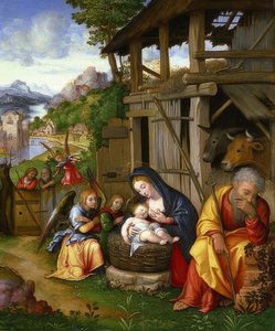 Geboorte van Christus. Circa 1515 door Lorenzo Leonbruno