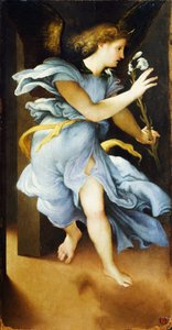 Aankondigende Engel, circa 1525, door Lorenzo Lotto (1480 ca- 1556) door Lorenzo Lotto