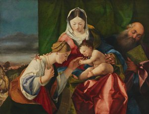 De mystieke bruiloft van de heilige Catharina door Lorenzo Lotto