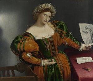 Vrouwenportret (Lucretia) door Lorenzo Lotto