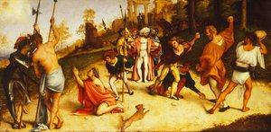 Martelaarschap van St. Stefanus, deel van het Martinengo Altaarstuk door Lorenzo Lotto, ca. 1516
