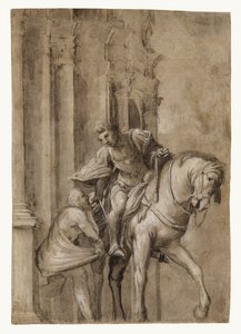 Sint Maarten deelt zijn mantel met een bedelaar door Lorenzo Lotto