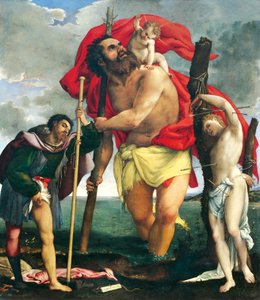 Sint Christoffel tussen de Heiligen Rocco en Sebastian