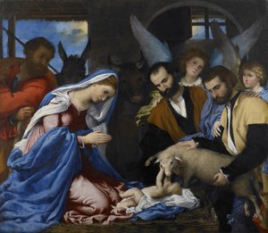 De aanbidding van de herders door Lorenzo Lotto