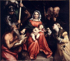 Het Mystieke Huwelijk van Sint-Catharina, 1524 door Lorenzo Lotto