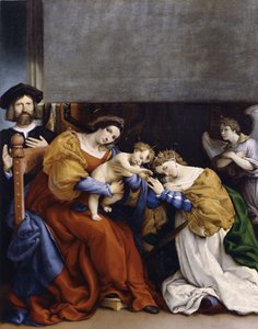 Het mystieke huwelijk van Sint Catharina met de schenker Niccolò Bonghi door Lorenzo Lotto