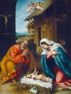 De geboorte van Christus door Lorenzo Lotto