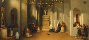 De roeping van Heilige Lucia, eerste paneel van predella van Altaarstuk van Heilige Lucia door Lorenzo Lotto