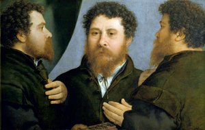 Drieluik Portret van Goudsmid Schilderij door Lorenzo Lotto door Lorenzo Lotto