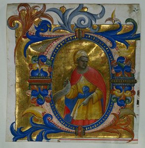 Initiaal D[eus in loco] met een profeet uitgesneden uit een Graduale, 1409-10 door Lorenzo Monaco
