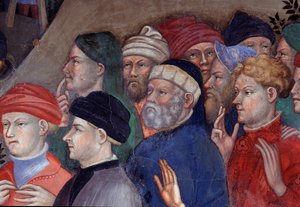 Johannes de Doper doopt de menigte in de Jordaan, detail