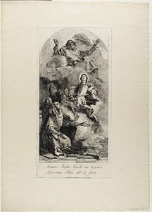Sint Anna en Sint Joachim die de Maagd Maria als Kind aanbieden aan de Eeuwige Vader door Lorenzo Tiepolo