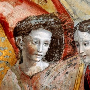 Een engel (detail van de schildering van de Kroning van de Maagd)