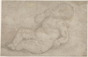 Studie voor een liggend Christuskind door Lorenzo di Credi (attributed to)
