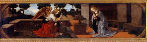 De Annunciatie. Schilderij door Lorenzo di Credi (1458-1537) 15e eeuw