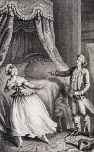 Koppel voor het bed van de slaapkamer - in 