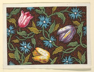 Bloemmotief voor bedrukte textiel door Louis Albert DuBois