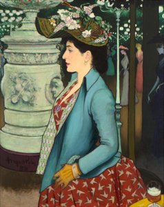 Een elegante vrouw bij de Élysée Montmartre door Louis Anquetin