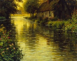 Het gouden uur (olieverf op doek) door Louis Aston Knight