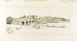 Angers: Panoramisch uitzicht door Louis Auguste Lepère