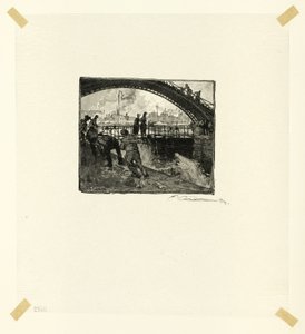 Sluis van het Canal Saint-Martin, plaat zes uit Le Long de la Seine et des Boulevards