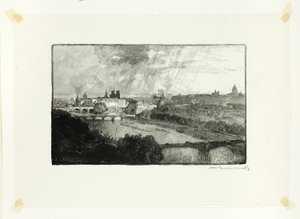 Parijs, gezien vanaf het Pavillon de Flore, plaat elf uit Le Long de la Seine et des Boulevards door Louis Auguste Lepère