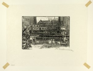 Gipslossers, plaat drie uit Le Long de la Seine et des Boulevards door Louis Auguste Lepère